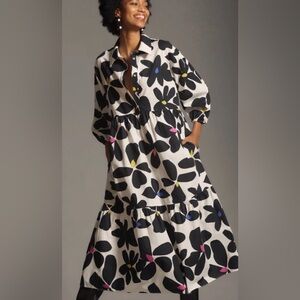MAEVE Bettina Tiered Floral Shirt Dress Anthropologie